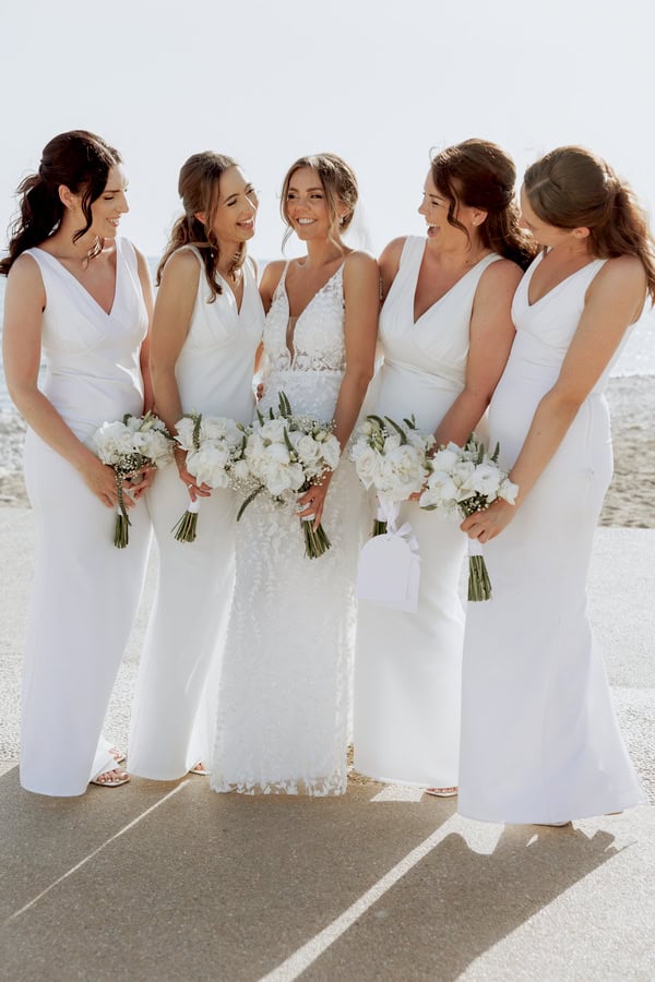 Classic Timeless Wedding By The Sea White Blooms