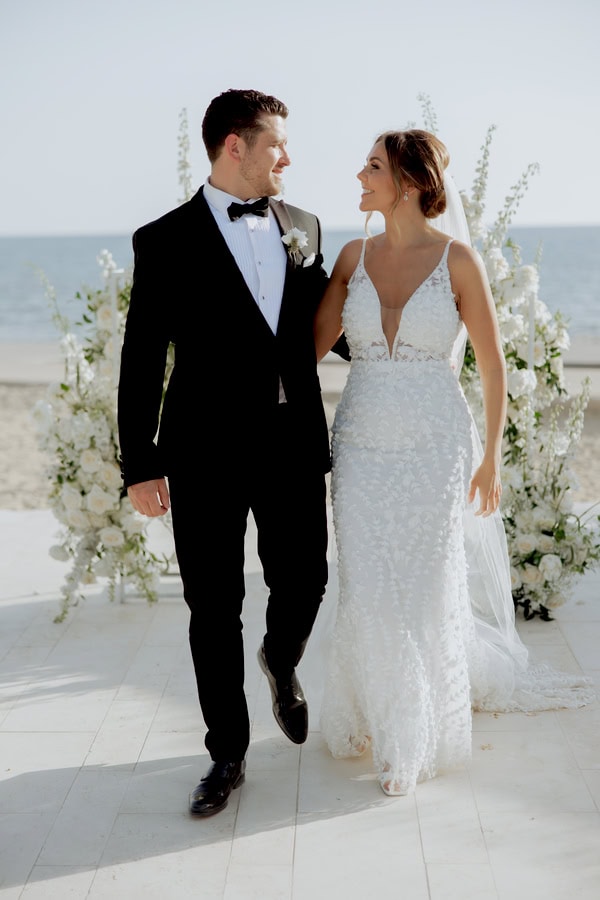 Classic Timeless Wedding By The Sea White Blooms