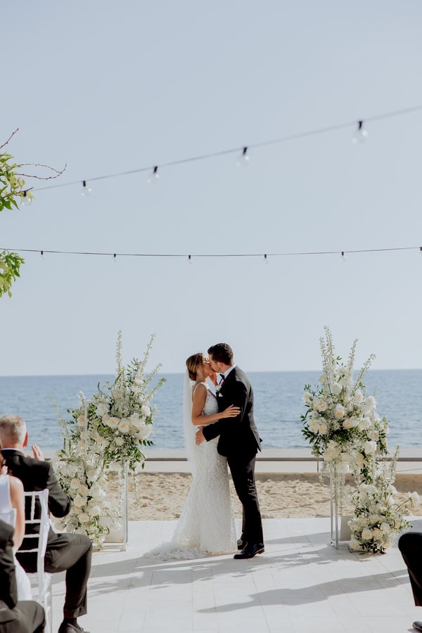 Classic Timeless Wedding By The Sea White Blooms