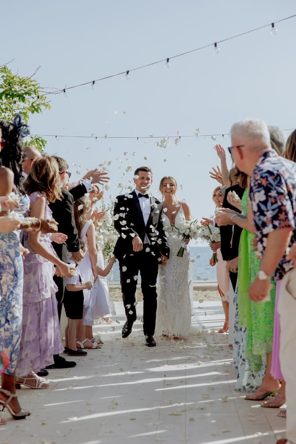 Classic Timeless Wedding By The Sea White Blooms