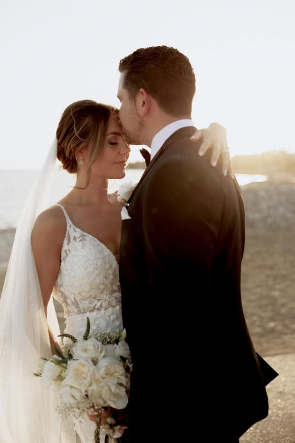 Classic Timeless Wedding By The Sea White Blooms