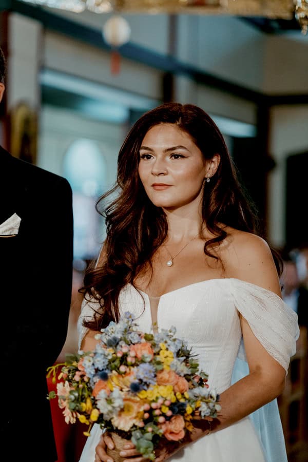 Colorful Floral Details Destination Wedding Greece