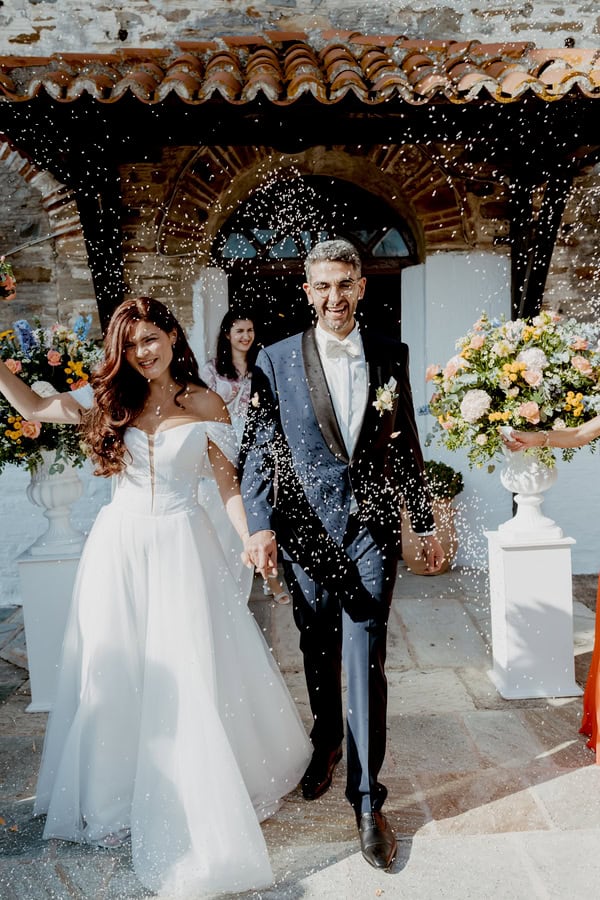 Colorful Floral Details Destination Wedding Greece