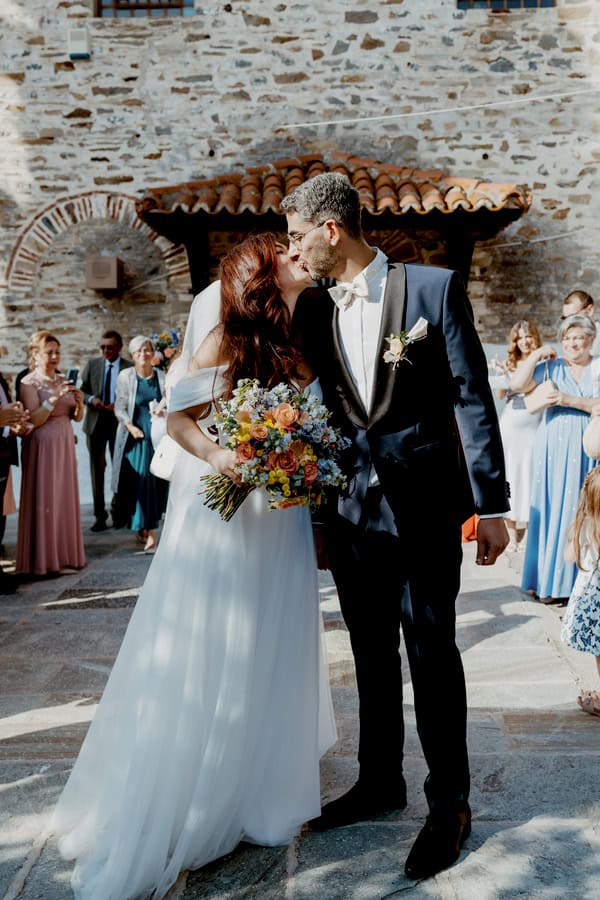 Colorful Floral Details Destination Wedding Greece