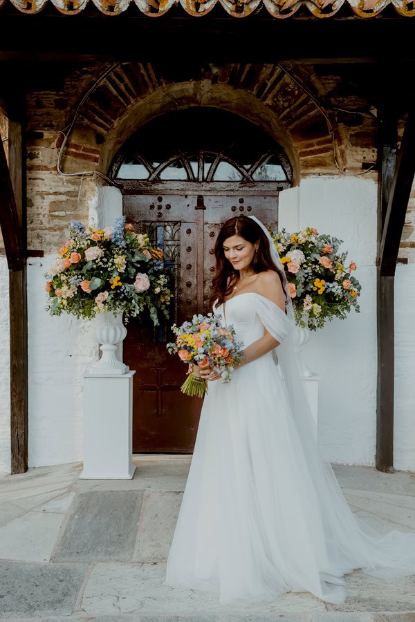 Colorful Floral Details Destination Wedding Greece