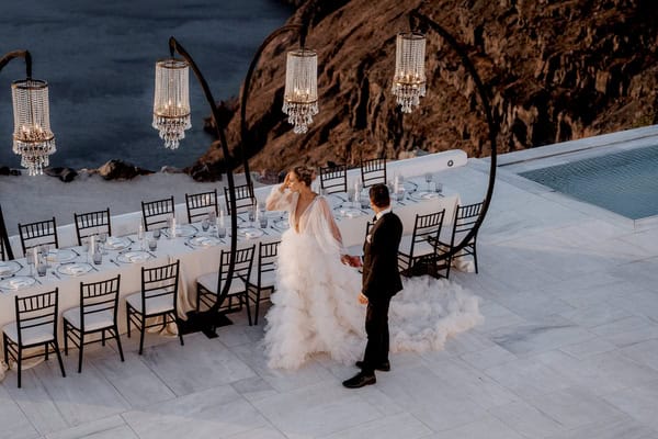 Crème & black sophistication in this Santorini styled shoot