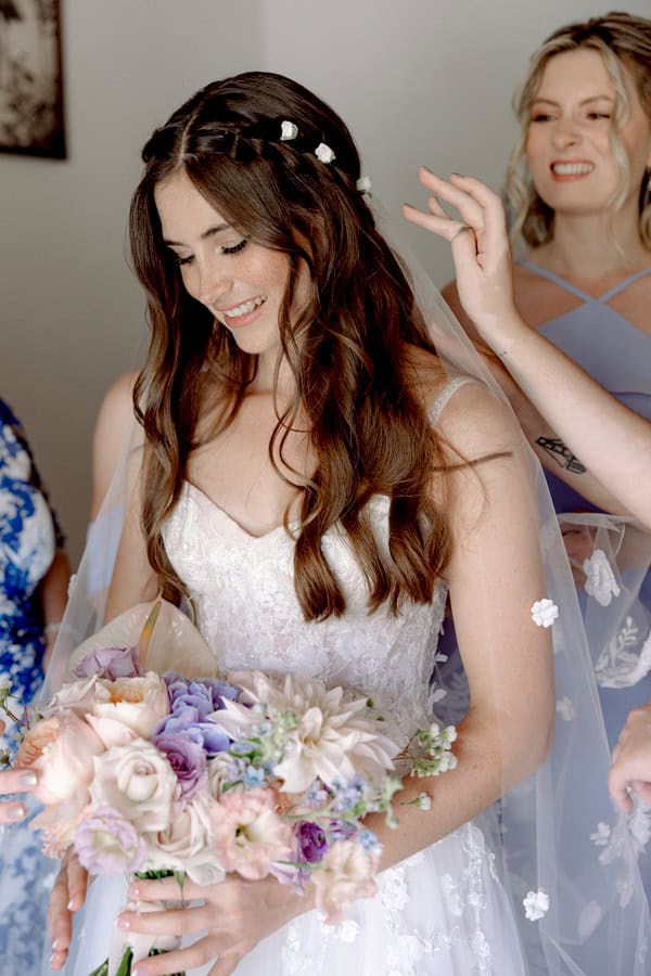 Pastel Colored Wedding Ceremony Stone Bridge Casale Panayiotis