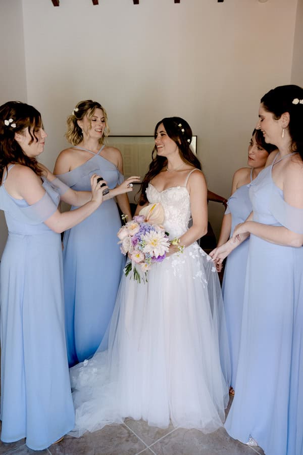 Pastel Colored Wedding Ceremony Stone Bridge Casale Panayiotis