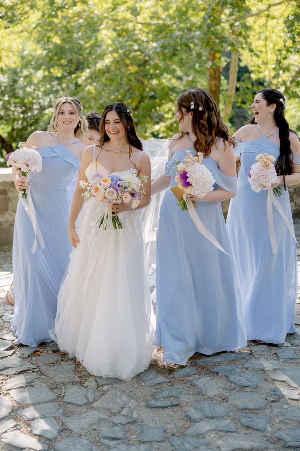Pastel Colored Wedding Ceremony Stone Bridge Casale Panayiotis