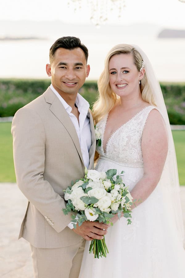 Romantic Seaside Wedding Chania Elegant White Florals