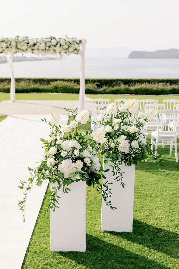 Romantic Seaside Wedding Chania Elegant White Florals