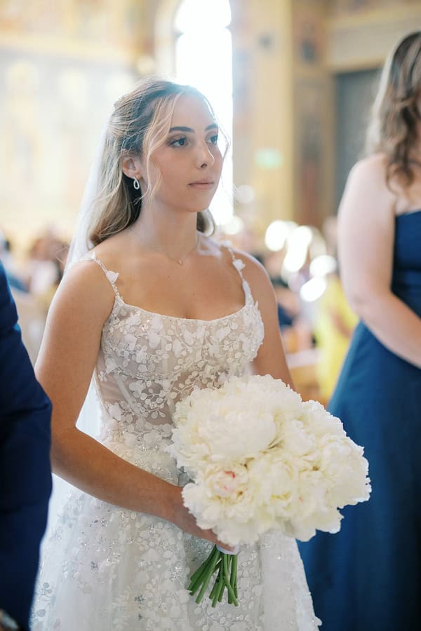 Timeless Athens Wedding Chandeliers Lush White Flowers