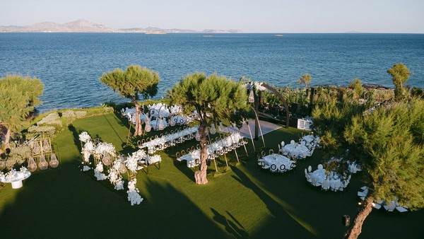 Timeless Athens Wedding Chandeliers Lush White Flowers