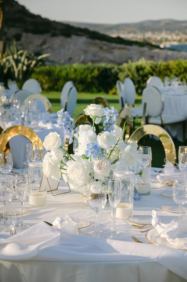 Timeless Athens Wedding Chandeliers Lush White Flowers