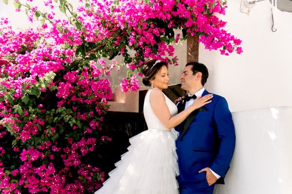 A white floral dream wedding in Santorini | Zahra & Saeed A white floral dream wedding in Santorini | Zahra & Saeed